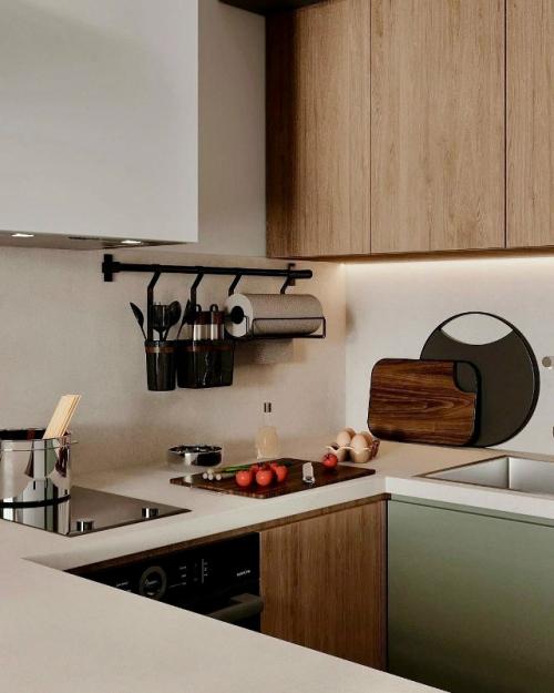 Небольшая студия с мягкой цветовой палитрой. 08