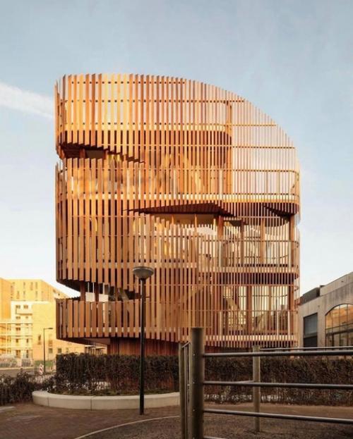 Дом с деревом, как снаружи, так и внутри. 01