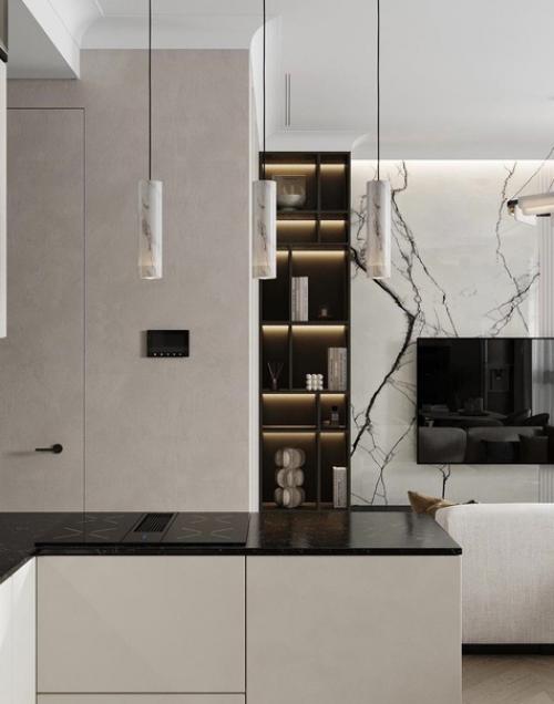 По площади эта кухня - гостиная.