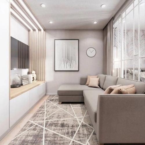 Отличный вариант зонирования комнаты на спальню и гостиную. 04