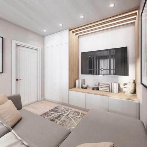 Отличный вариант зонирования комнаты на спальню и гостиную. 02