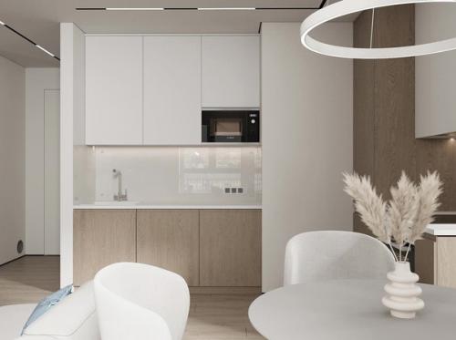 Легкая, нежная кухня - гостиная. 03