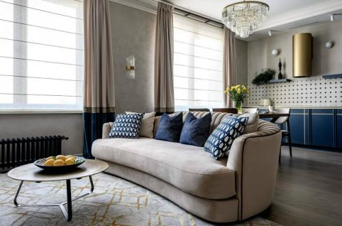 Трёшка с винтажными акцентами и стеклоблоками фальконье. 03