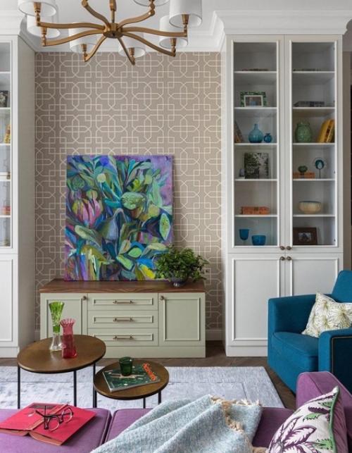 Классический интерьер, который дизайнер разбавил цветом. 02