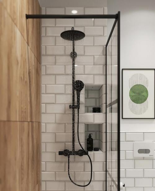 Интересный санузел оформленный максимально бюджетно. 02