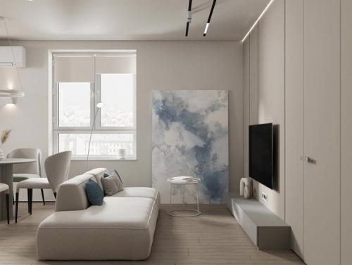 Легкая, нежная кухня - гостиная. 07