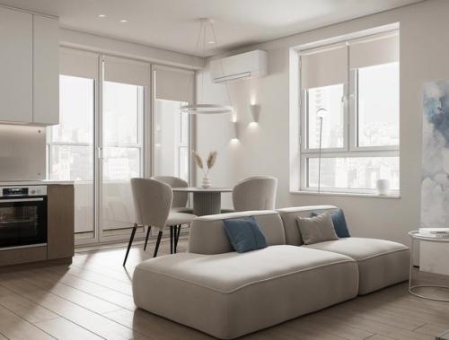 Легкая, нежная кухня - гостиная. 05