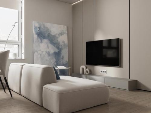 Легкая, нежная кухня - гостиная. 02