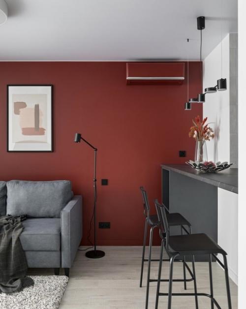 Небольшая кухня объединенная с гостиной. 02