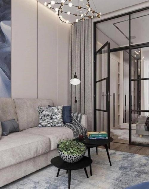 Современный интерьер. С применением большого количества стильных элементов, который отлично сочетаются и дополняют друг друга. 04