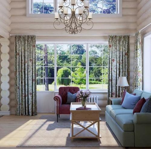 Бревенчастый дом в стиле Прованс. 04