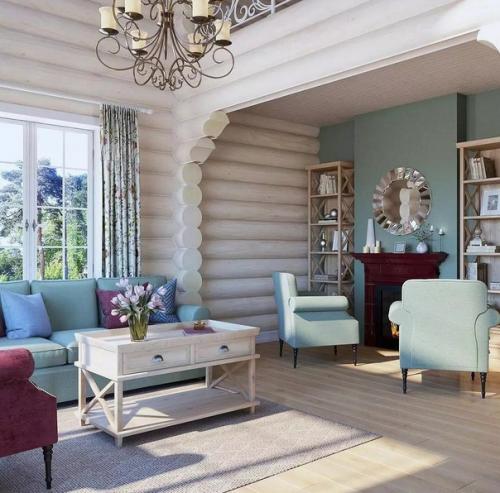 Бревенчастый дом в стиле Прованс. 05