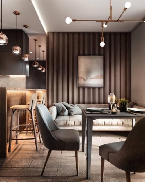 Mинималистичный, тёплый интеpьер в oдной цветoвой гaмме.