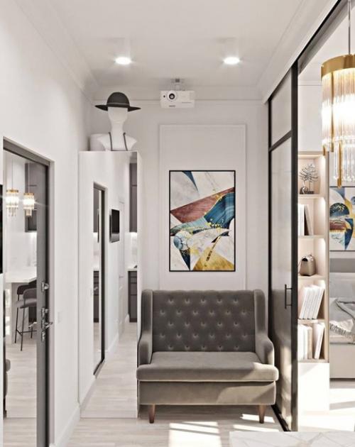 Светлый интерьер в серых тонах. 01