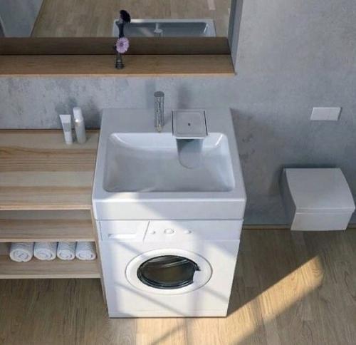 Отличный выход для маленьких ванных комнат.