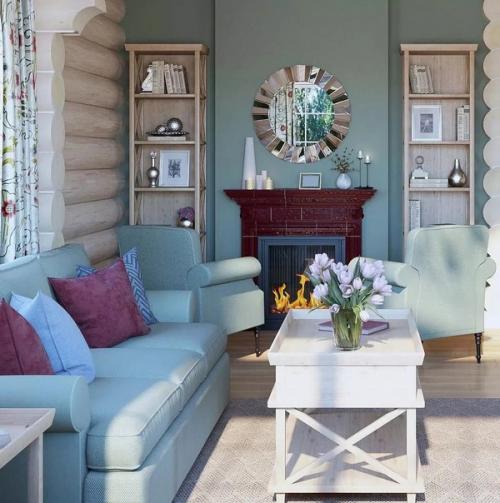 Бревенчастый дом в стиле Прованс. 03