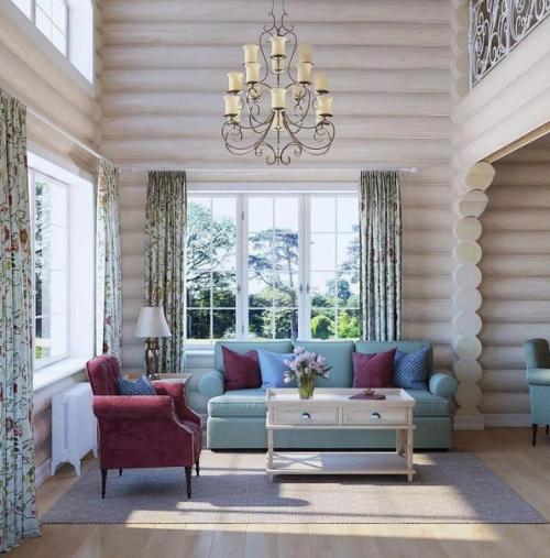 Бревенчастый дом в стиле Прованс. 02