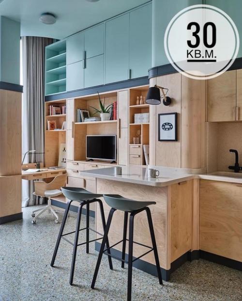 Эта квартира совсем небольшая, но у заказчицы были пожелания, какие зоны обязательно должны быть -.