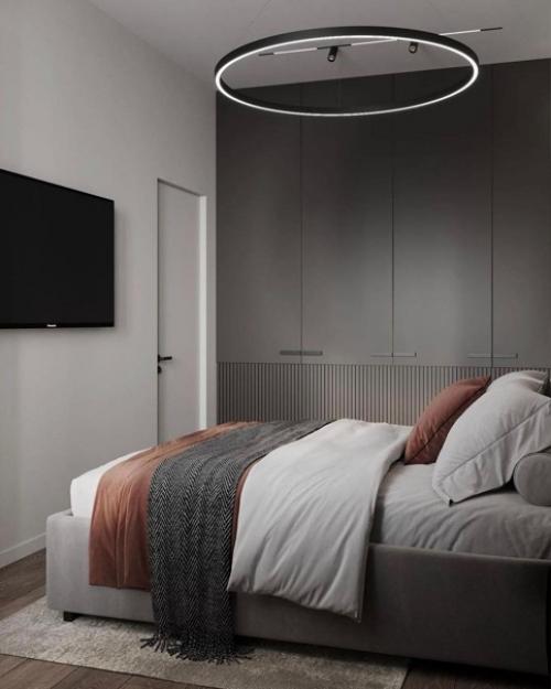 Спальня в серых, спокойных оттенках. 03