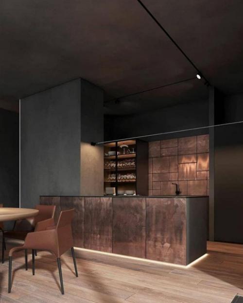 Темные интерьеры очень стильные.