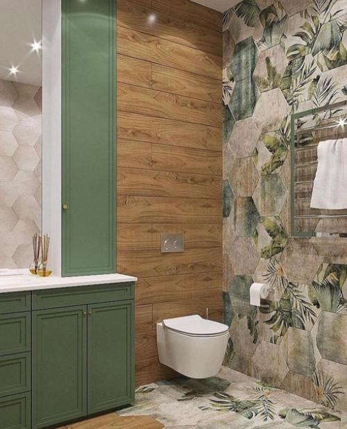 Растительные элементы. В дизайне интерьера ванной комнаты.