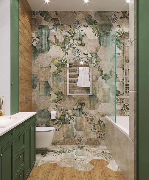 Растительные элементы. В дизайне интерьера ванной комнаты. 01