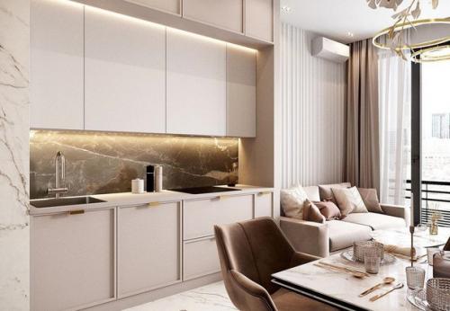 Интерьер прихожей и кухни - гостиной. 02