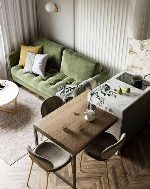 Фисташковый цвет эту квартиру полонил. 01