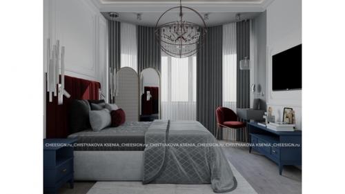 Добрый день!  Дизайн спальни для родителей в стиле современная классика.