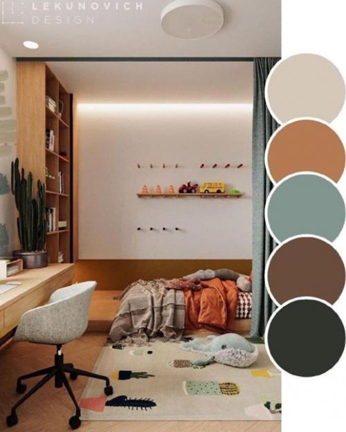 Подборка интерьеров. С цветовой палитрой. 05