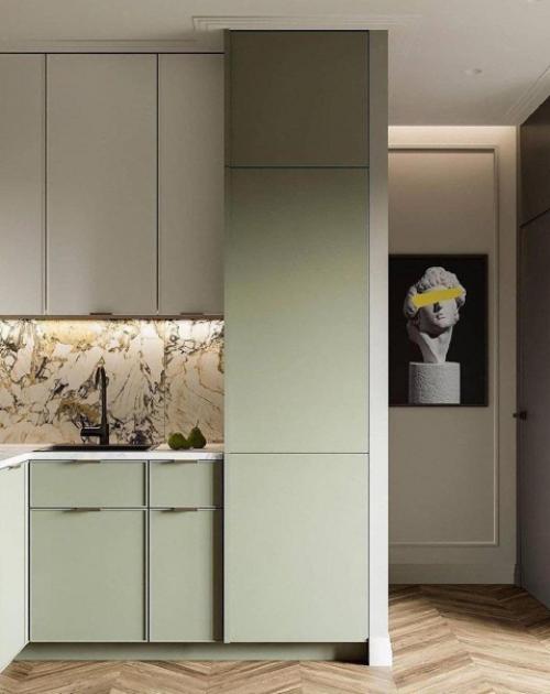 Фисташковый цвет эту квартиру полонил. 02