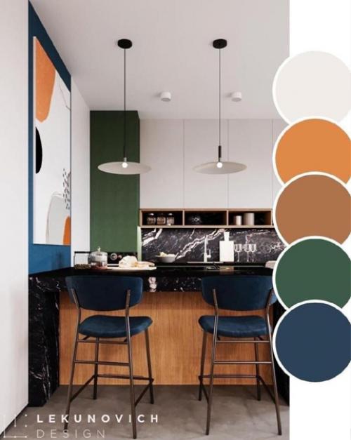 Подборка интерьеров. С цветовой палитрой.