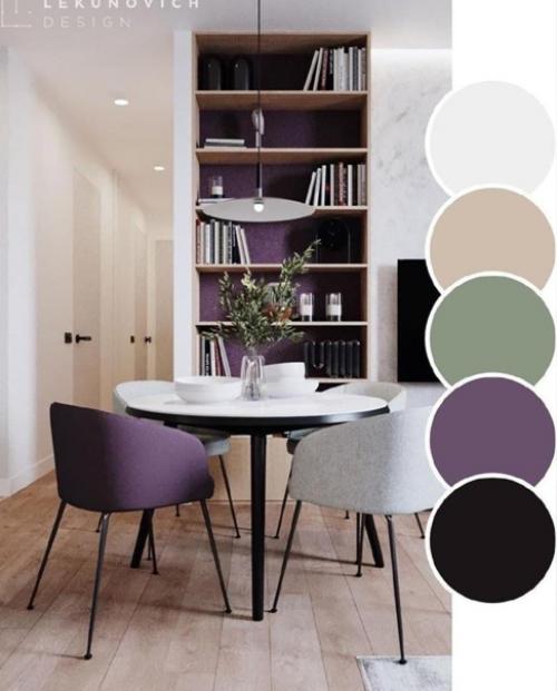 Подборка интерьеров. С цветовой палитрой. 04