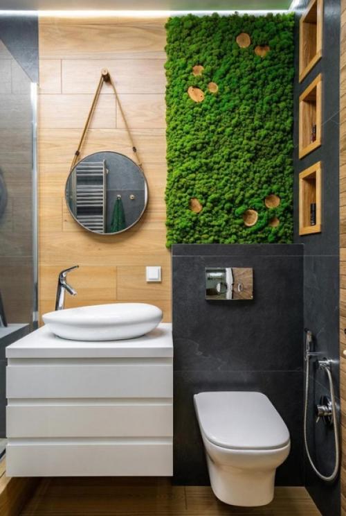 Яркий интерьер. С интересным оформлением стен. 03