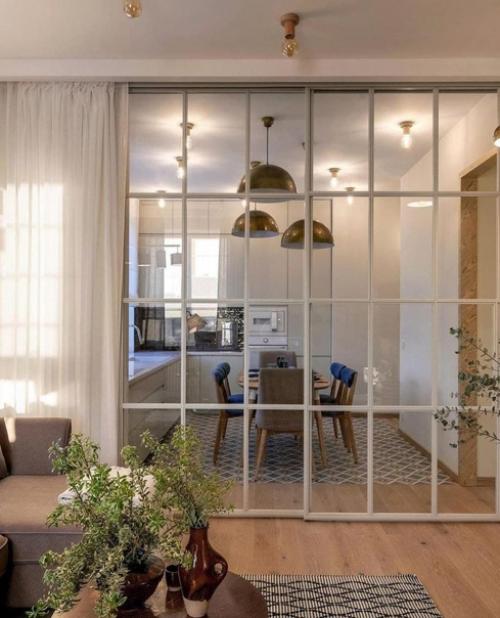 Теплая цветовая гамма для оформления кухни - гостиной в загородном доме. 03