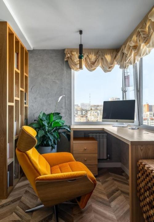 Яркий интерьер. С интересным оформлением стен. 02