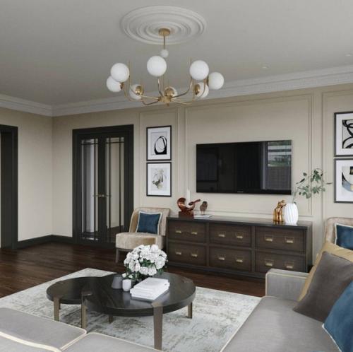 Классика и современные элементы очень легко в интерьере сочетаются.