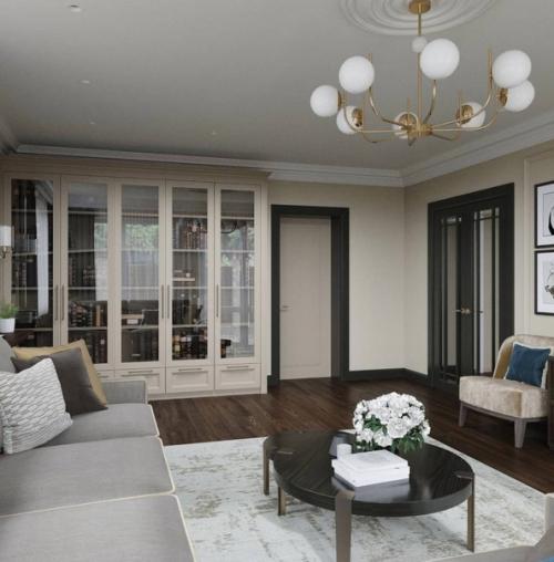 Классика и современные элементы очень легко в интерьере сочетаются. 02