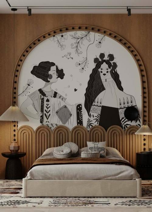 Арочные ниши с арт - акцентом в спальне. 05