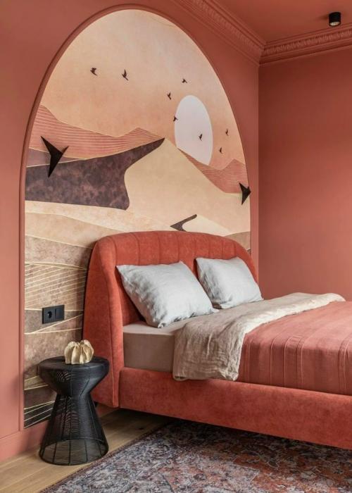 Арочные ниши с арт - акцентом в спальне. 07