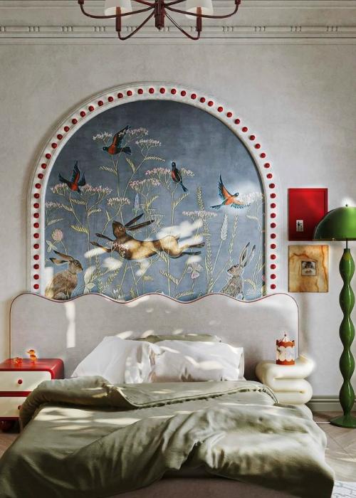 Арочные ниши с арт - акцентом в спальне. 01