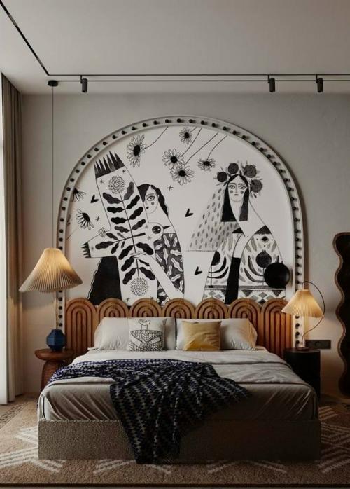 Арочные ниши с арт - акцентом в спальне. 03