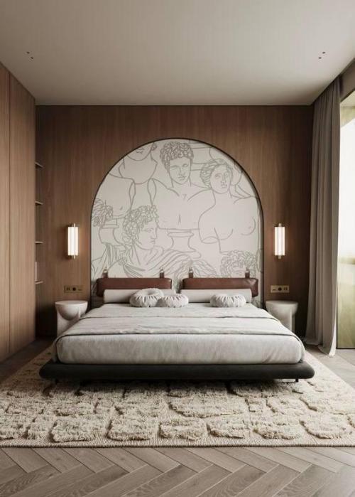Арочные ниши с арт - акцентом в спальне. 08