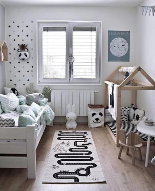 А детские комнаты в черно-белом цвете. 01