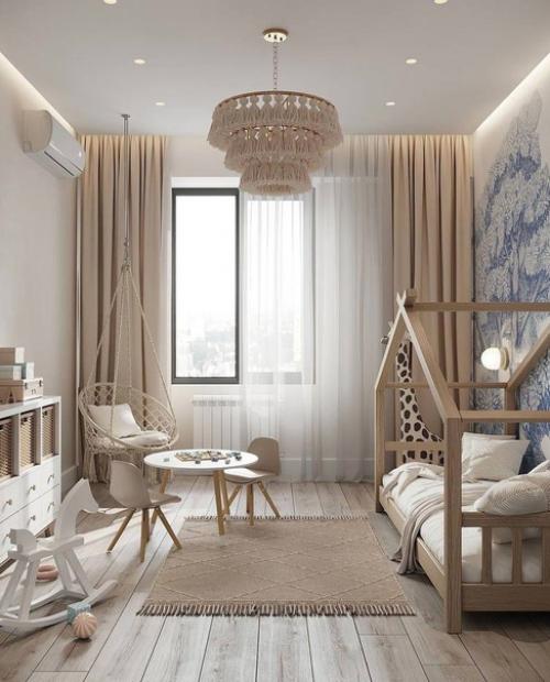 Оформления детской в светлых тонах.