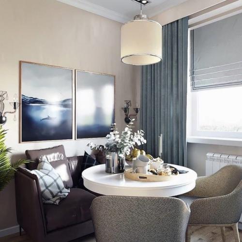 Светло-голубые оттенки в интерьере кухни. 07