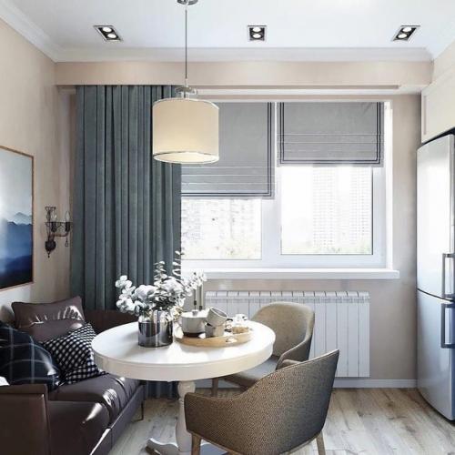 Светло-голубые оттенки в интерьере кухни. 04