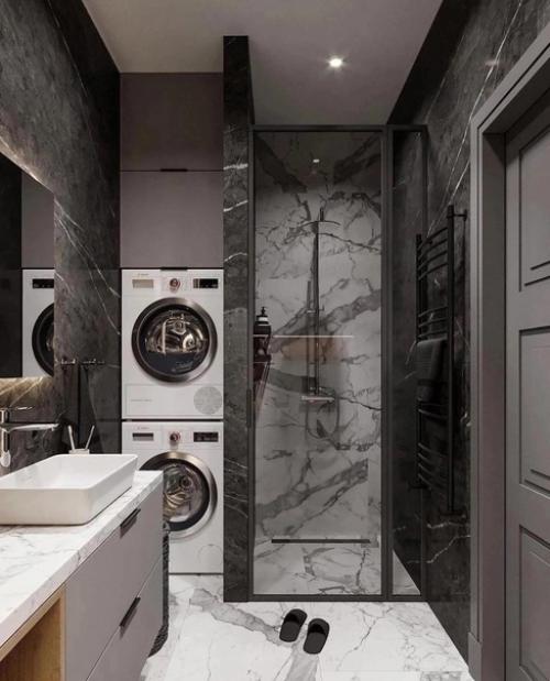 Оформление ванной комнаты в современном стиле. 01