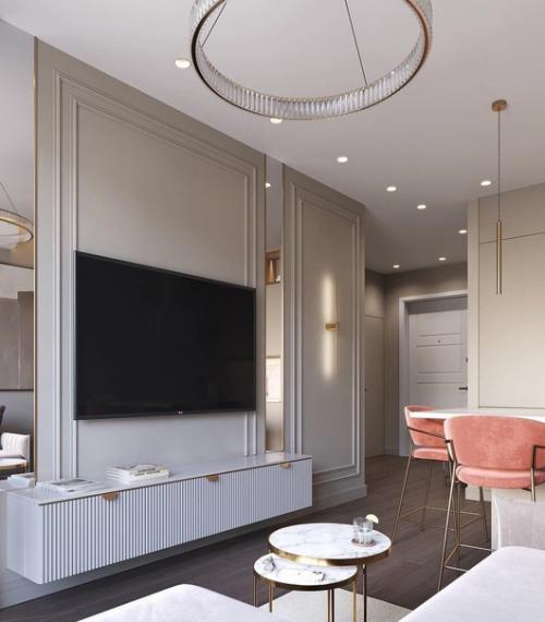 Визуализация интерьера для кухни - гостиной. 03