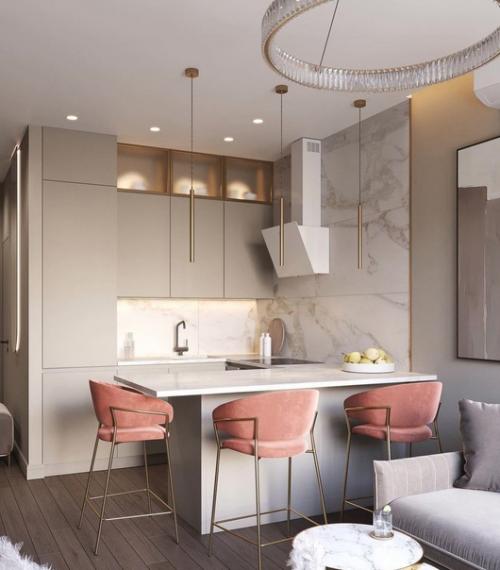 Визуализация интерьера для кухни - гостиной. 01